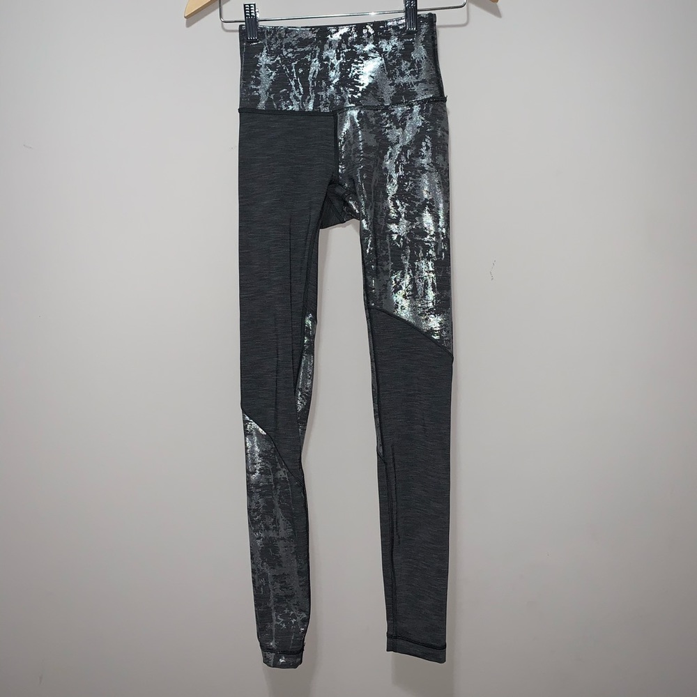 Lululemon Leggings CA 35801 RN 106259 Black Silver